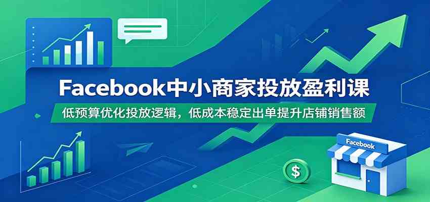 Facebook中小商家投放盈利课：低预算优化投放逻辑，低成本稳定出单提升店铺销售额-易创网