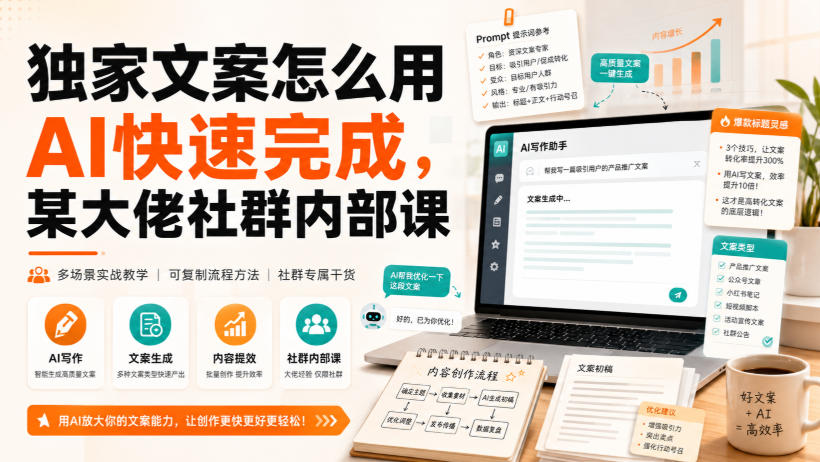 独家文案怎么用AI快速完成，某大佬社群内部课-易创网