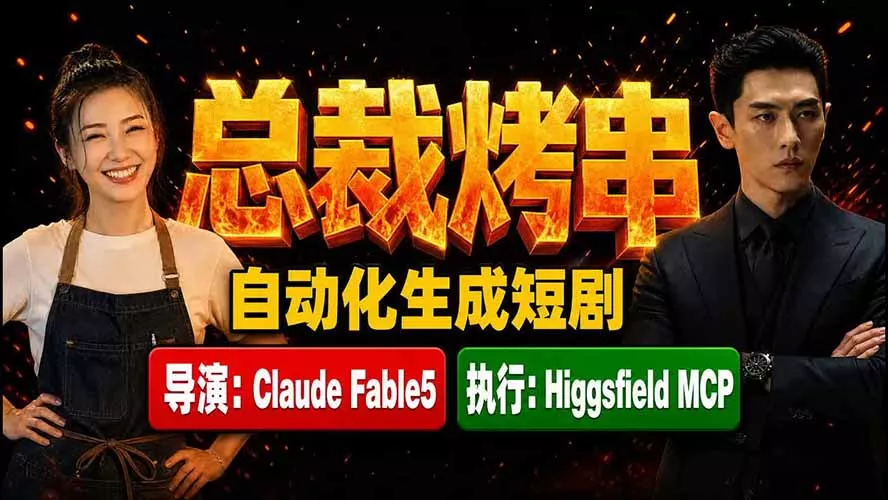 《总裁烤串》真人短剧全自动诞生！Claude Fable5 当导演，Higgsfield MCP 执行！-易创网