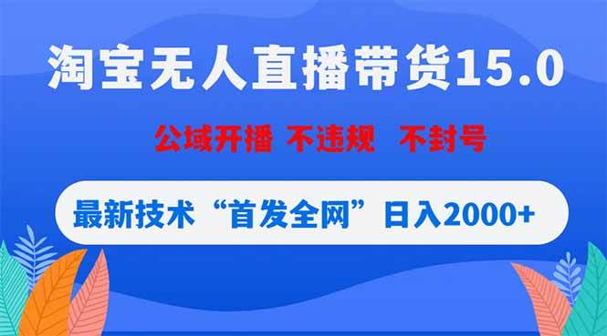 （18562期）淘宝无人直播带货15.0，不封号，不违规，公域玩法，首发全网日入2000+-易创网