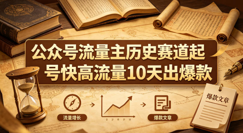 公众号流量主之历史赛道，起号快+高流量，10天就能出爆款！-易创网