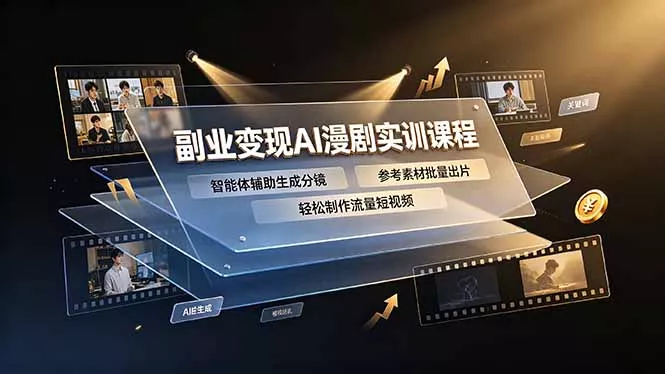 副业变现AI漫剧实训课程，智能体辅助生成分镜，参考素材批量出片，轻松制作流量短视频-易创网