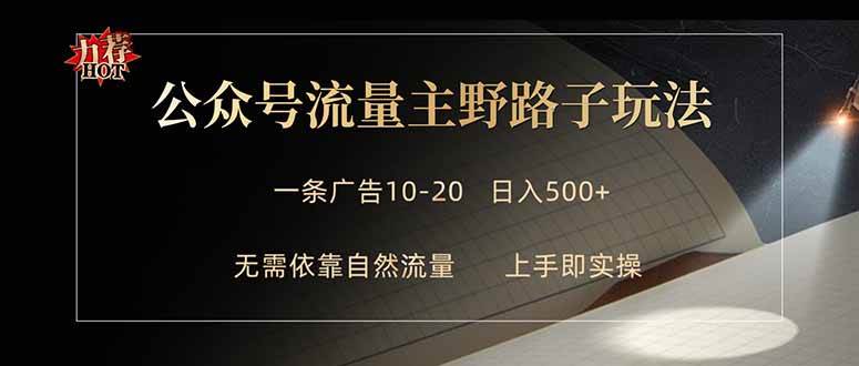 （18178期）公众号流量主野路子玩法 单条广告10-20元 日入500+