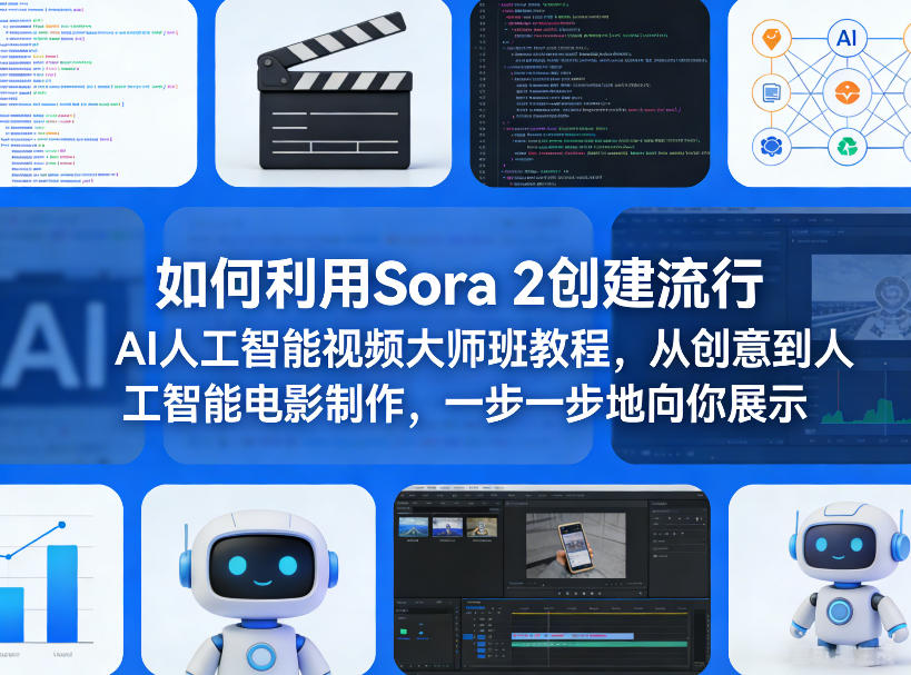 如何利用Sora 2创建流行AI人工智能视频大师班教程，从创意到人工智能电影制作，一步一步地向你展示-易创网