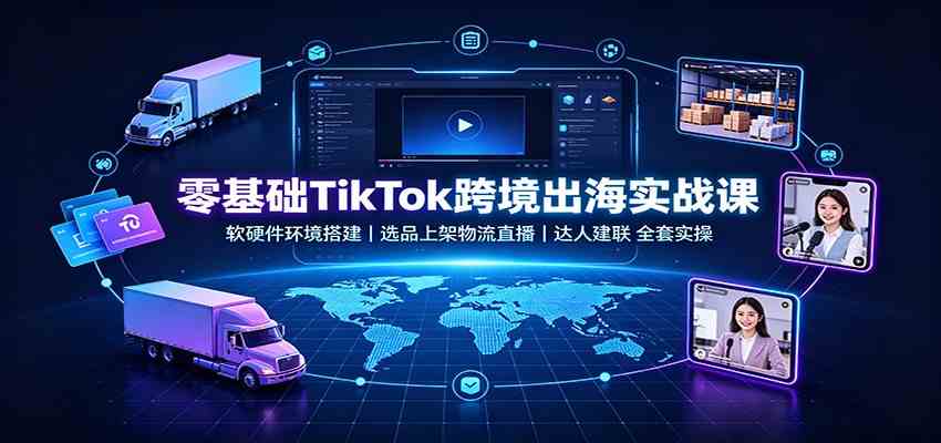 零基础TikTok跨境出海实战课：软硬件环境搭建，选品上架物流直播，达人建联全套实操-易创网