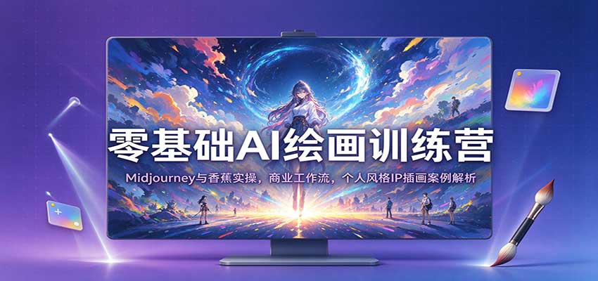 零基础AI绘画训练营：Midjourney与香蕉实操，商业工作流，个人风格IP插画案例解析-易创网