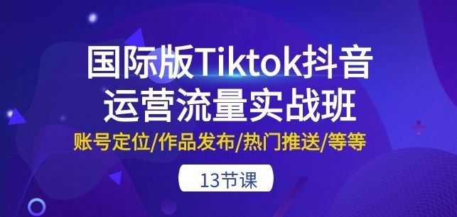 国际版Tiktok抖音运营流量实战班：账号定位/作品发布/热门推送/等等-13节-易创网