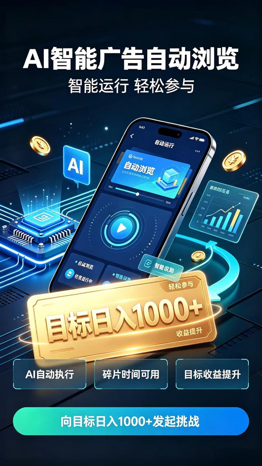 AI智能广告自动浏览项目，轻量操作稳定收益，低门槛自动挂机，闲暇时间轻松赚取收益-易创网
