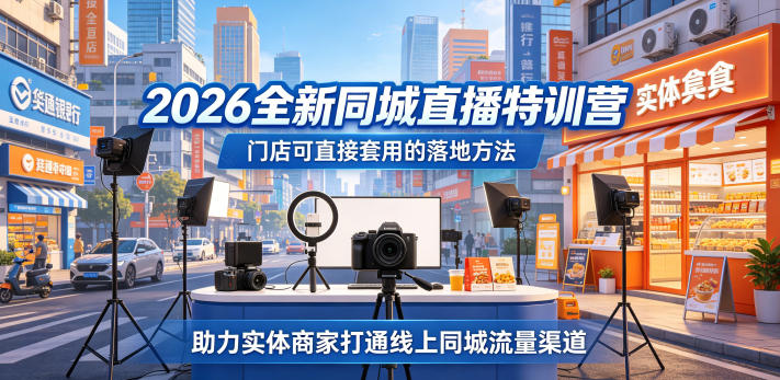 2026全新同城直播特训营，门店可直接套用的落地方法，助力实体商家打通线上同城流量渠道-易创网