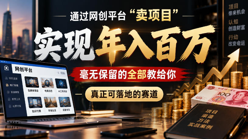 通过网创平台“卖项目”实现年入100w，毫无保留的全部教给你，真正可落地的赛道【揭秘】-易创网