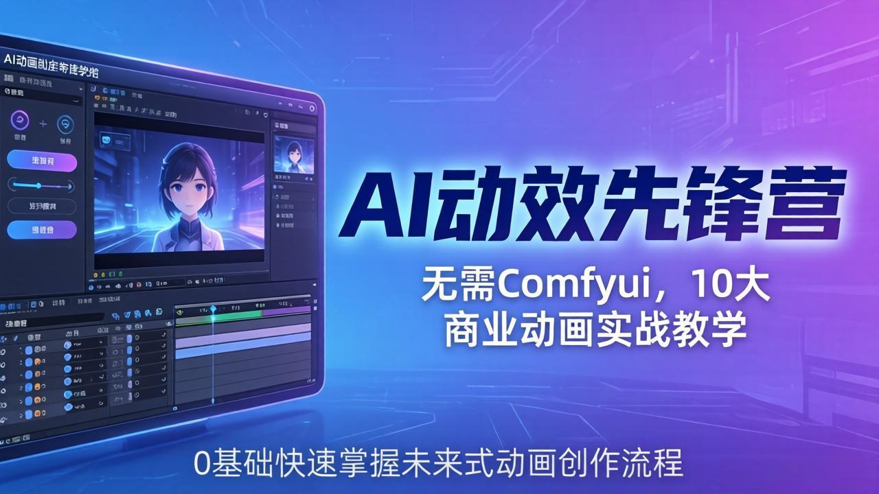 AI 动效先锋营：无需Comfyui，10大商业动画实战教学，0基础快速掌握未来式动画创作流程-易创网