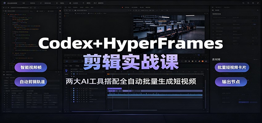 Codex+HyperFrames剪辑实战课：两大AI工具搭配全自动批量生成短视频-易创网