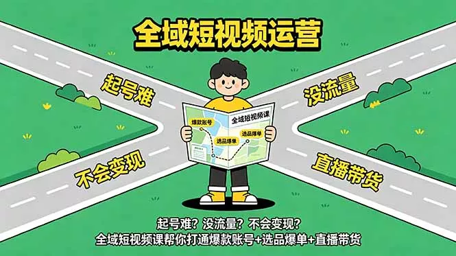 起号难？没流量？不会变现？全域短视频课帮你打通爆款账号+选品爆单+直播带货-易创网