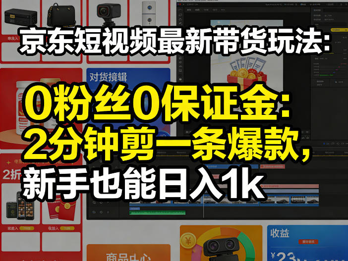 京东短视频最新带货玩法，0粉丝0保证金，2分钟剪一条爆款，新手也能日入1k+【揭秘】-易创网