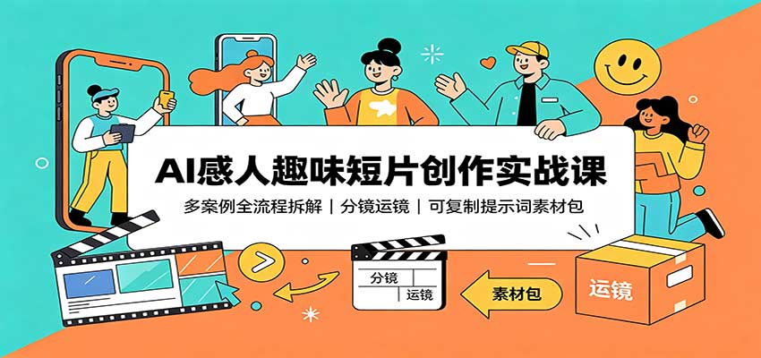 AI感人趣味短片创作实战课：多案例全流程拆解，分镜运镜，可复制提示词素材包-易创网