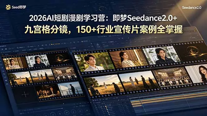 2026AI短剧漫剧学习营：即梦Seedance2.0+九宫格分镜，150+行业宣传片案例全掌握-易创网