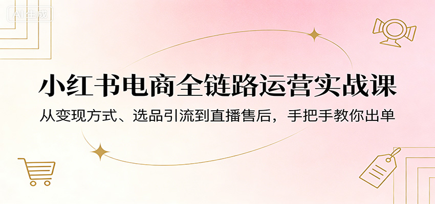 小红书电商全链路运营实战课：从变现方式、选品引流到直播售后，手把手教你出单-易创网