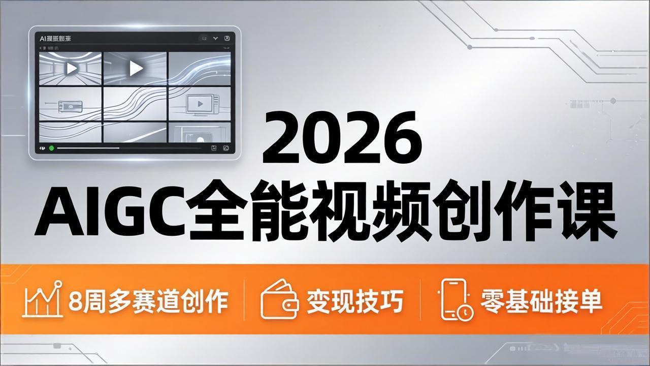 2026AIGC全能视频创作课，8周吃透多赛道创作+变现，零基础也能高效出片接单-易创网