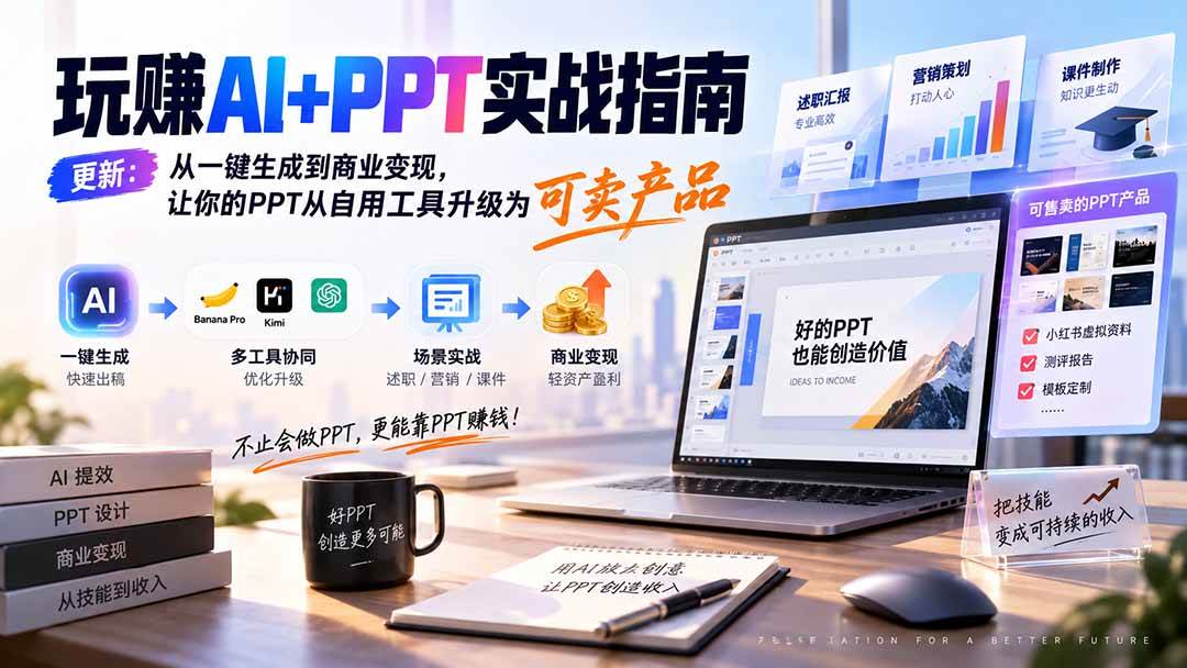 （20247期）玩赚AI+PPT实战指南-更新5月13：从一键生成到商业变现，让你的PPT从自用工具升级为可卖产品-易创网