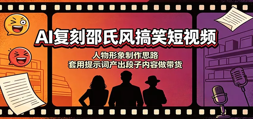 AI复刻邵氏风搞笑短视频：人物形象制作思路，套用提示词产出段子内容做带货-易创网