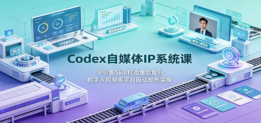 Codex自媒体IP系统课：IP诊断Skill打造爆款复刻，数字人视频多平台自动发布实操-易创网