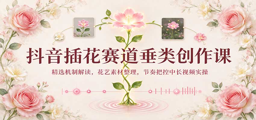 抖音插花赛道垂类创作课：精选机制解读，花艺素材整理，节奏把控中长视频实操-易创网