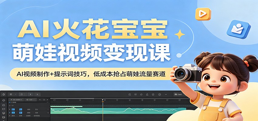 AI火花宝宝萌娃视频变现课：AI视频制作+提示词技巧，低成本抢占萌娃流量赛道-易创网