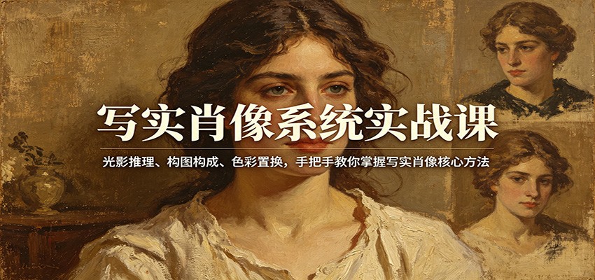 写实肖像系统实战课：光影推理、构图构成、色彩置换，手把手教你掌握写实肖像核心方法-易创网
