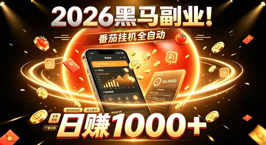 2026黑马副业！番茄挂G全自动日入1000+，操作最简单、门槛最低的线上轻资产项目【揭秘】-易创网