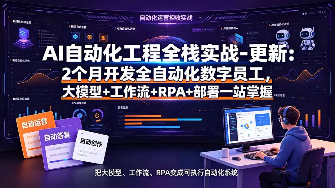 AI自动化工程全栈实战-更新：2个月开发全自动化数字员工，大模型+工作流+RPA+部署一站式掌握-易创网