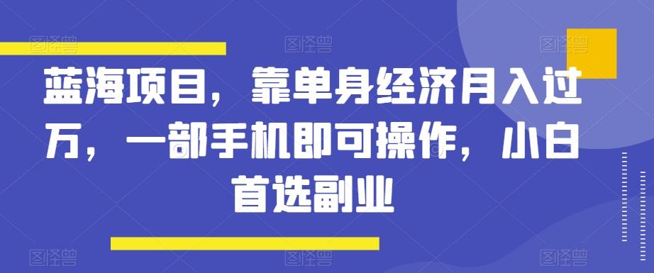 蓝海项目，靠单身经济月入过万，一部手机即可操作，小白首选副业【揭秘】-易创网