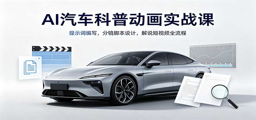 AI汽车科普动画实战课：提示词编写，分镜脚本设计，解说短视频全流程-易创网