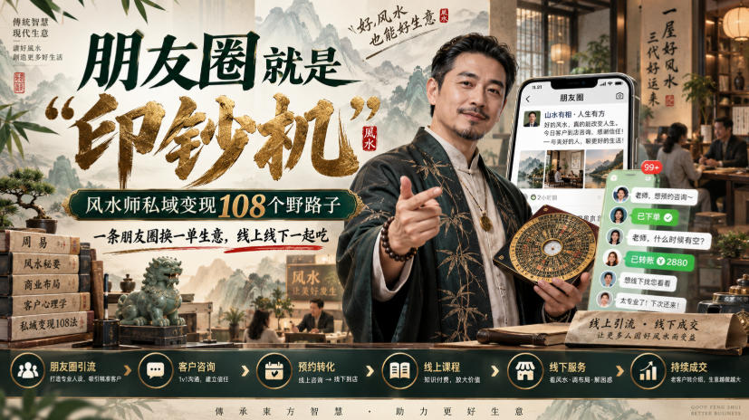 朋友圈就是“印钞机”，风水师私域变现108个野路子，一条朋友圈换一单生意，线上线下一起吃【文档】-易创网