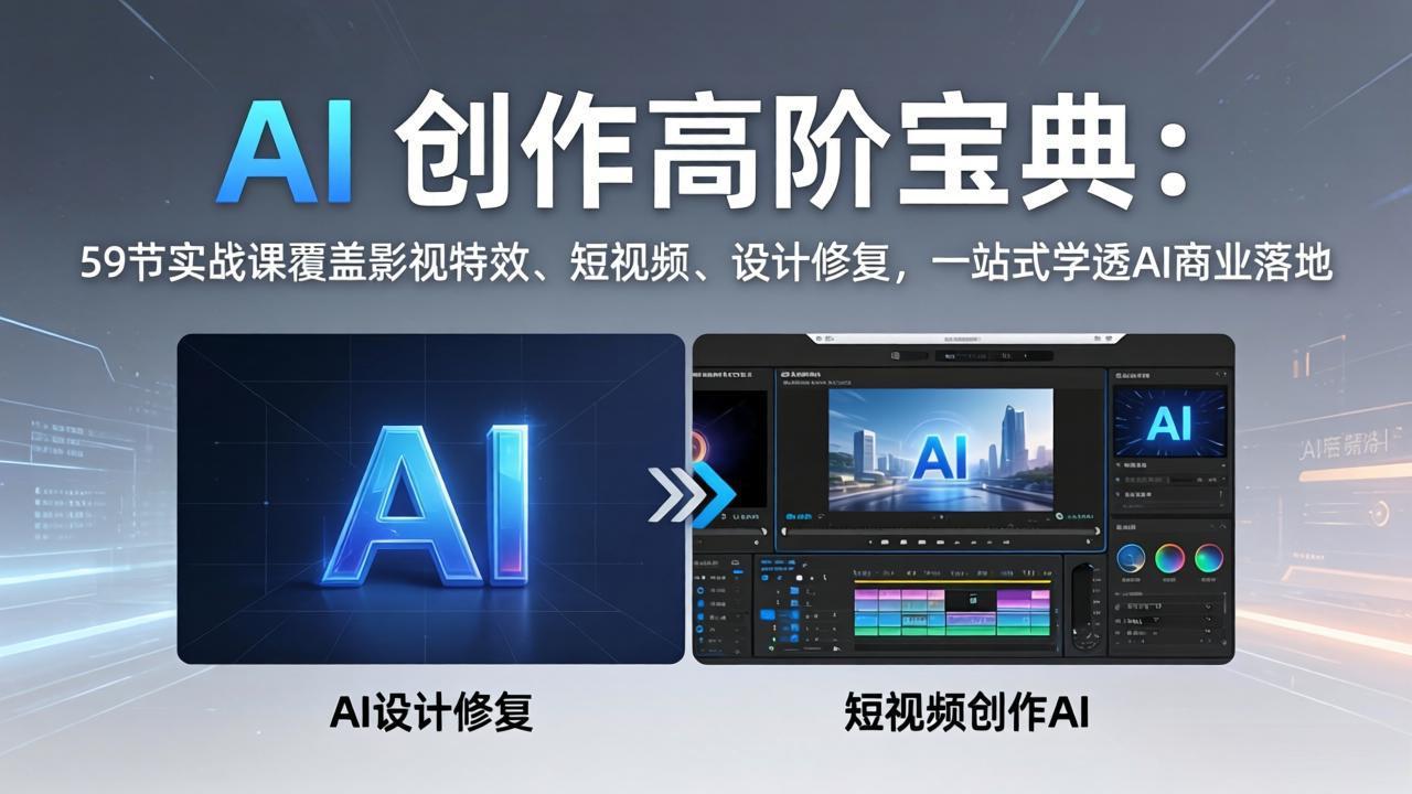 AI 创作高阶宝典：59节实战课覆盖影视特效、短视频、设计修复，一站式学透AI商业落地-易创网