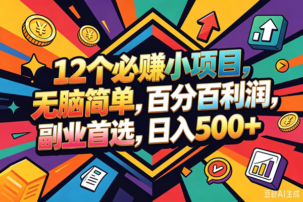 （18291期）12个必赚钱的小项目，百分百赚米，无脑简单，副业首选，日入600+-易创网