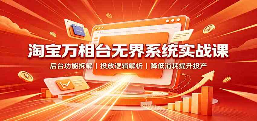 淘宝万相台无界系统实战课：后台功能拆解，投放逻辑解析，降低消耗提升投产-易创网