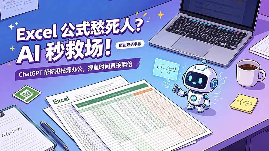 （19487期）Excel 公式愁死人？AI 秒救场！ChatGPT 帮你甩枯燥办公，摸鱼时间直接翻倍【原创双语字幕】-易创网