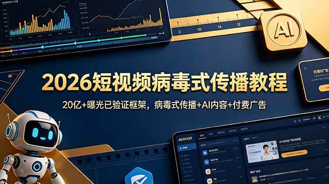 （18986期）2026短视频病毒式传播教程：20亿+曝光已验证框架，病毒式传播+AI内容+付费广告-易创网