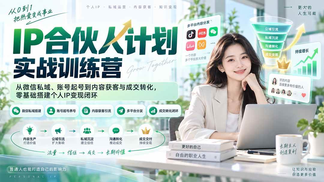 （20321期）IP合伙人计划实战训练营-更新：从微信私域、账号起号到内容获客与成交转化，零基础搭建个人IP变现闭环-易创网