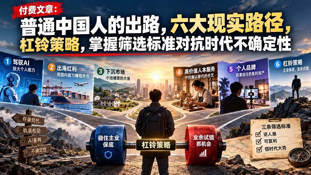 （21058期）付费文章：普通中国人的出路，六大现实路径，杠铃策略，掌握筛选标准对抗时代不确定性-易创网