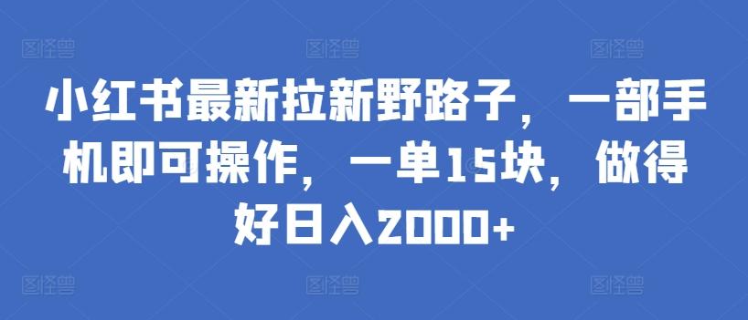 小红书最新拉新野路子，一部手机即可操作，一单15块，做得好日入2000+【揭秘】-易创网