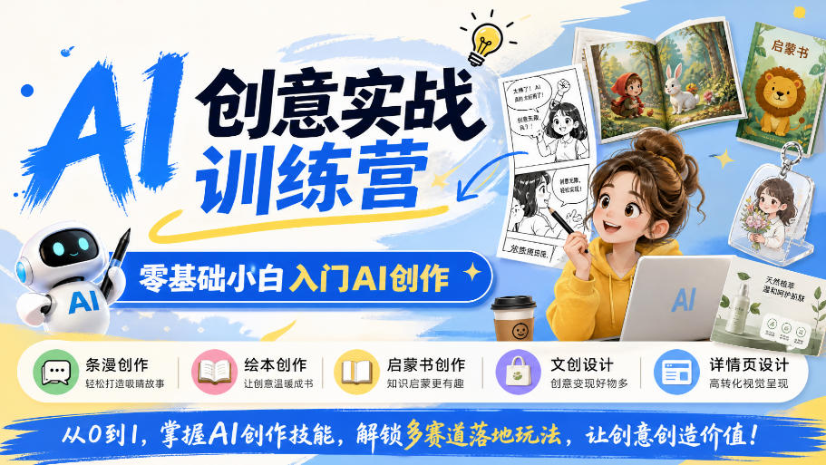 AI创意实战训练营，零基础小白入门AI创作，解锁条漫、绘本、启蒙书、文创、详情页多赛道落地玩法-易创网