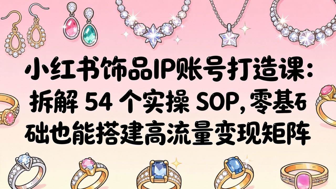 （18101期）小红书饰品IP账号打造课：拆解 54 个实操 SOP，零基础也能搭建高流量变现矩阵-易创网