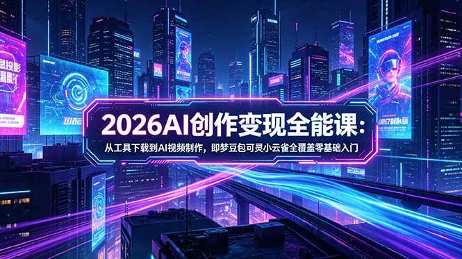 （18553期）2026AI创作变现全能课-更新5月：从工具下载到AI视频制作，即梦豆包可灵小云雀全覆盖零基础入门-易创网