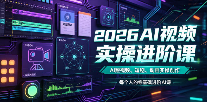 2026AI视频实操进阶课，AI短视频、短剧、动画实操创作，每个人的零基础进阶ai课（更新0825）-易创网