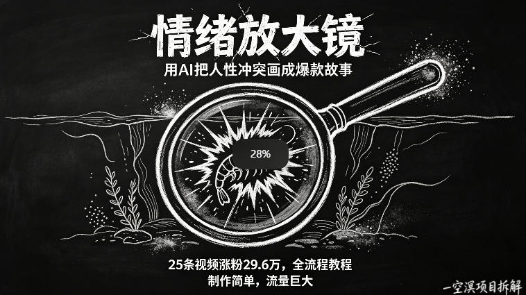AI制作“情绪放大镜“视频，25条视频涨粉29.6W粉，流量巨大，制作简单，全流程教程-易创网