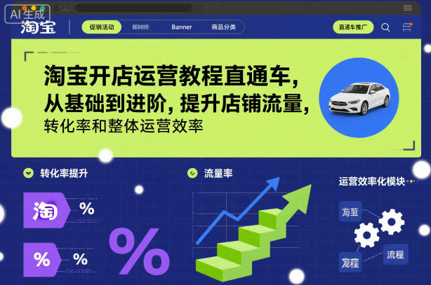 淘宝开店运营教程直通车，从基础到进阶，提升店铺流量，转化率和整体运营效率（更新26年3月）-易创网