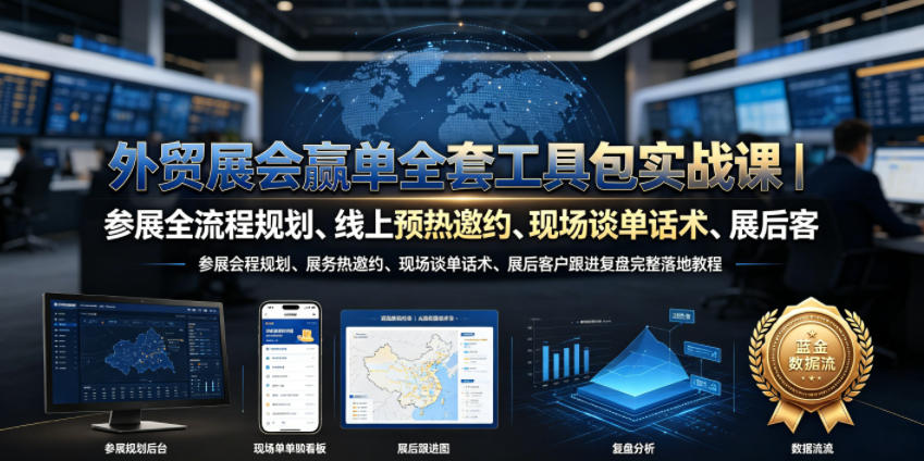 外贸展会赢单全套工具包实战课｜参展全流程规划、线上预热邀约、现场谈单话术、展后客户跟进复盘完整落地教程-易创网