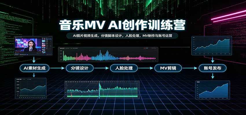 音乐MV AI创作训练营：AI图片视频生成，分镜脚本设计，人脸处理，MV制作与账号运营-易创网