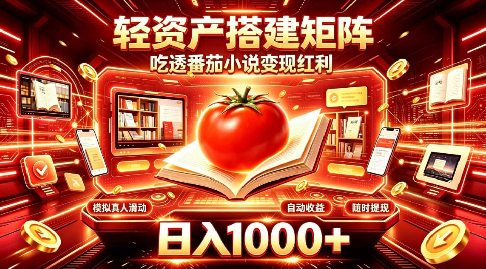轻资产搭建矩阵，吃透番茄小说变现红利，日入1000+，支持无限矩阵放大【揭秘】-易创网